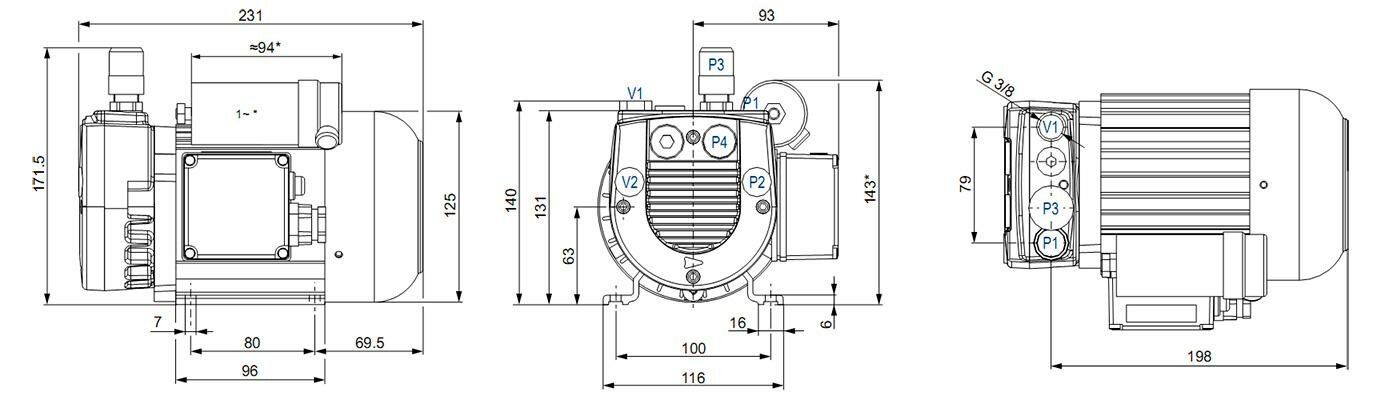 Габаритные размеры (чертеж) Becker DT 4.6/0-61