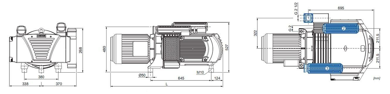 Габаритные размеры (чертеж) Becker DXLF 2.250 K