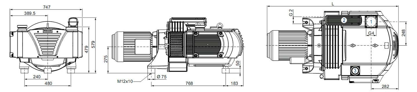 Габаритные размеры (чертеж) Becker DXLF 2.500